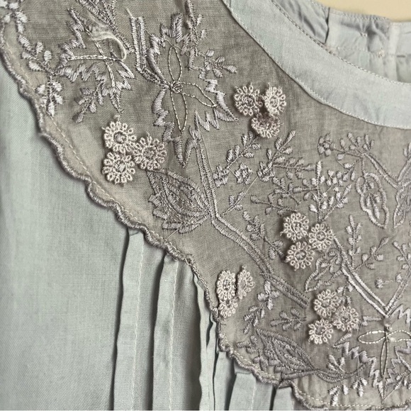 vintage doen style floral embroidered pintuck blouse - Picture 4 of 13